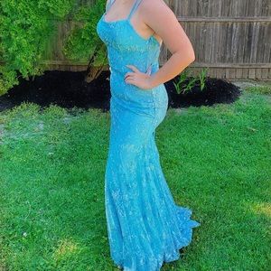 Colette Mon Cheri Aqua Prom Dress